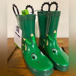 Kids Green Dinosaur Rain Boots size 9/10